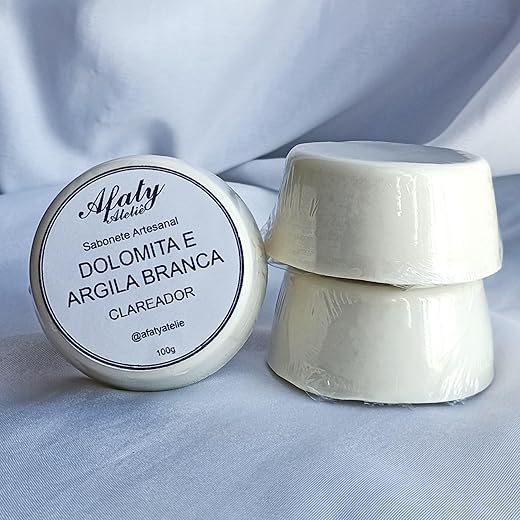 3 Sabonetes de Dolomita e Argila Branca 100g – Clareador, Pele de Porcelana | Afaty Ateliê
