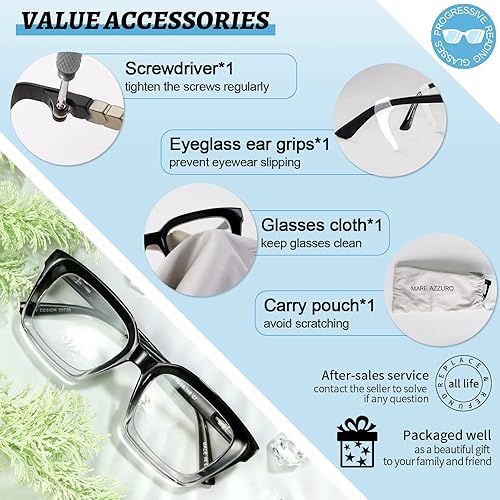 Miniatura 6 de MARE AZZURO Anteojos de lectura progresivos sin línea multienfoque para mujer, con bloqueo de luz azul, lectores 1.0 1.5 2.0 2.5 3.0 3.5