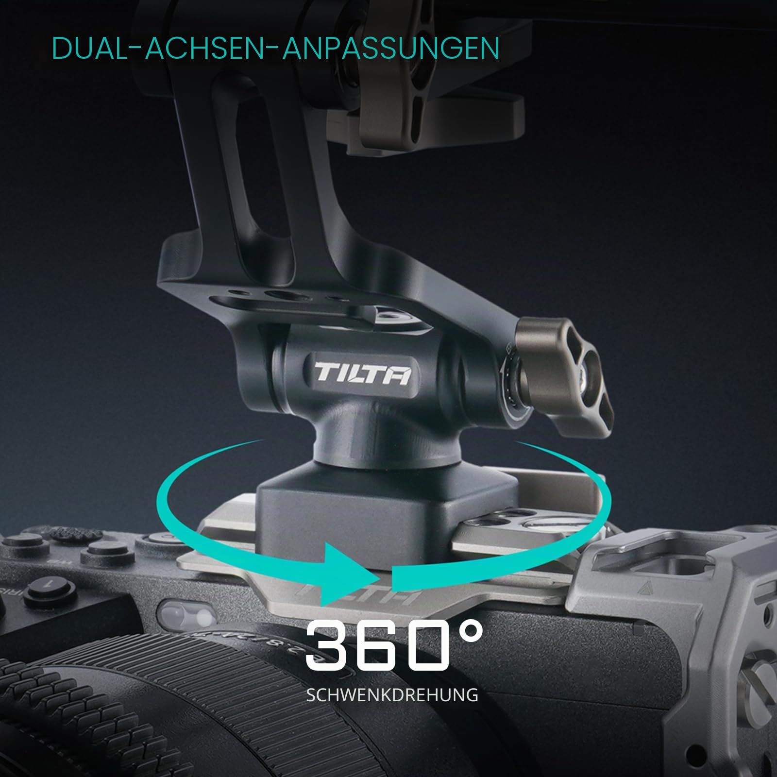 Tilta Kamera-Monitorhalterung, Erweiterte Profi-Monitorhalterung mit 1/4"-20, NATO-Klemme, Drehbar und Neigbar - Schwarz TA-EMM-NATO-B
