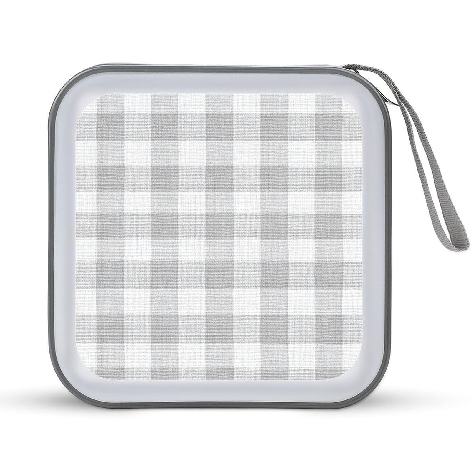 Jubonexis Cloth Texture White Gray Pattern CD Case DVD Storage Case Portable for Car Home Travel