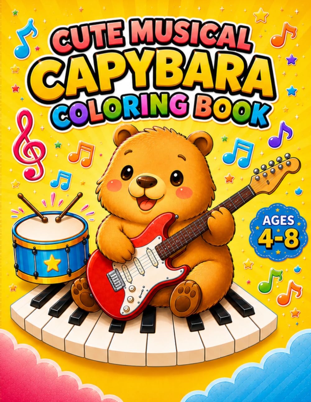 Cute Musical Capybara Coloring Book: Fun Music-Themed Coloring Pages with Musical Instruments for Preschool & Kindergarten Boys & Girls Ages 4–8