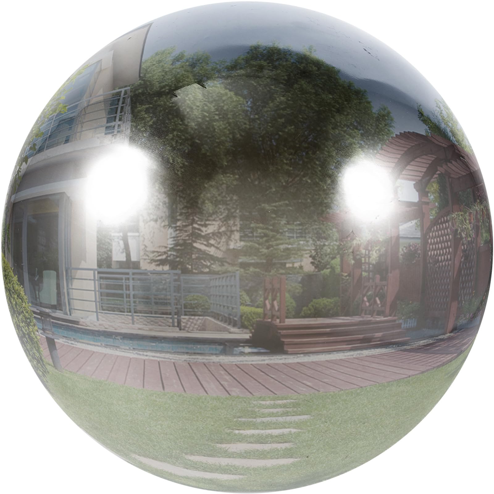 Boule de jardin acier inoxydable portable argentée miroir décoration sphère inox
