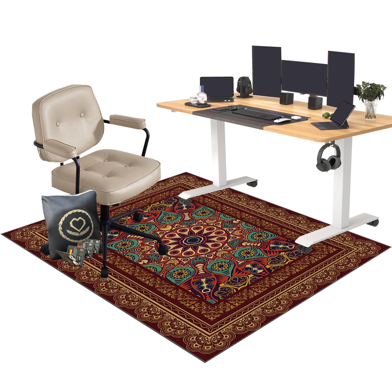 EYKWKB 140 x 160 cm Office Chair Mat for Hardwood Floor Gaming Chair Mat for Carpet Floors Gaming Rug Home Office Desk Chair Mat Floor Mat Hard-Floor Chair Mats Floor Protector for Rolling Chair