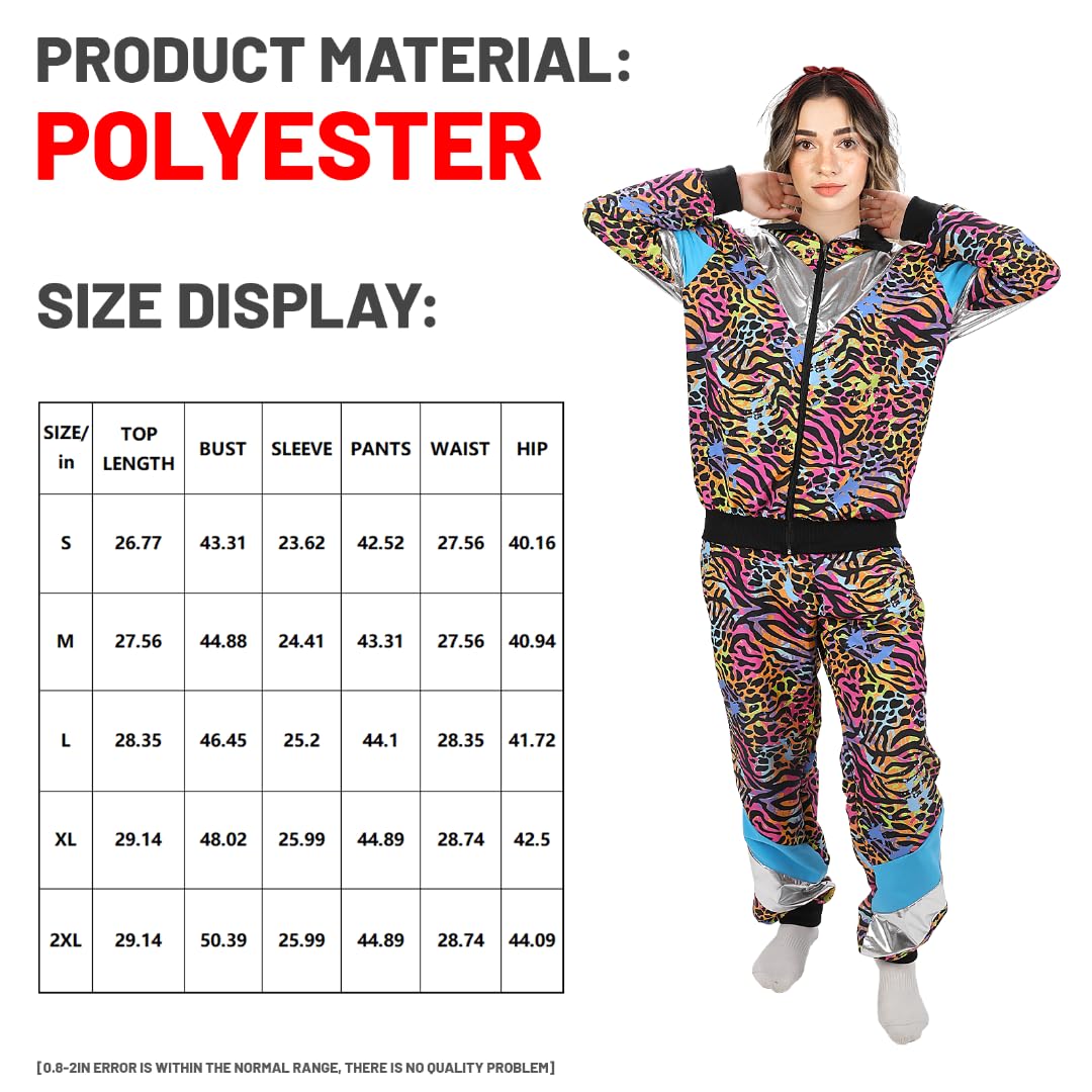 AENEY 80S 90S Fancy Dress, Shell Suit Fancy Dress, Neon Tracksuit Clothes Retro Style Outfit for Carnival Party Stage Performance Costumes - Image 2