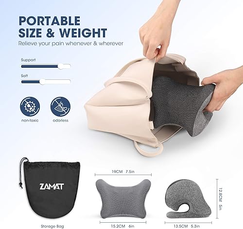 Miniatura 6 de ZAMAT - Almohada de terapia magnética para relajación de cuello y hombros dispositivo quiropráctico de tracción cervical para aliviar el trastorno