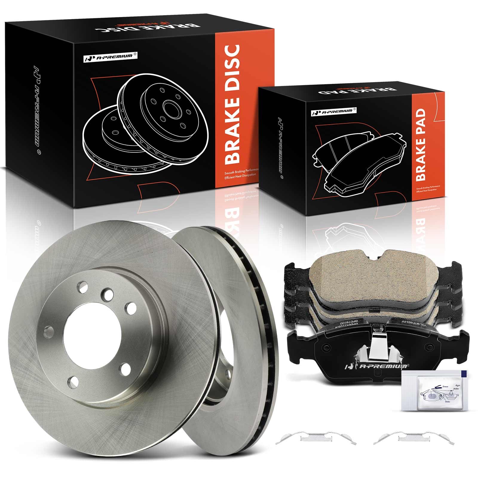 A-Premium 6-PC 11.25 inch (286mm) Front Vented Disc Brake Rotors + Ceramic Pads Kit Compatible with BMW 318i 1996-1998, 318is 1997-1999, 320i, 323Ci,