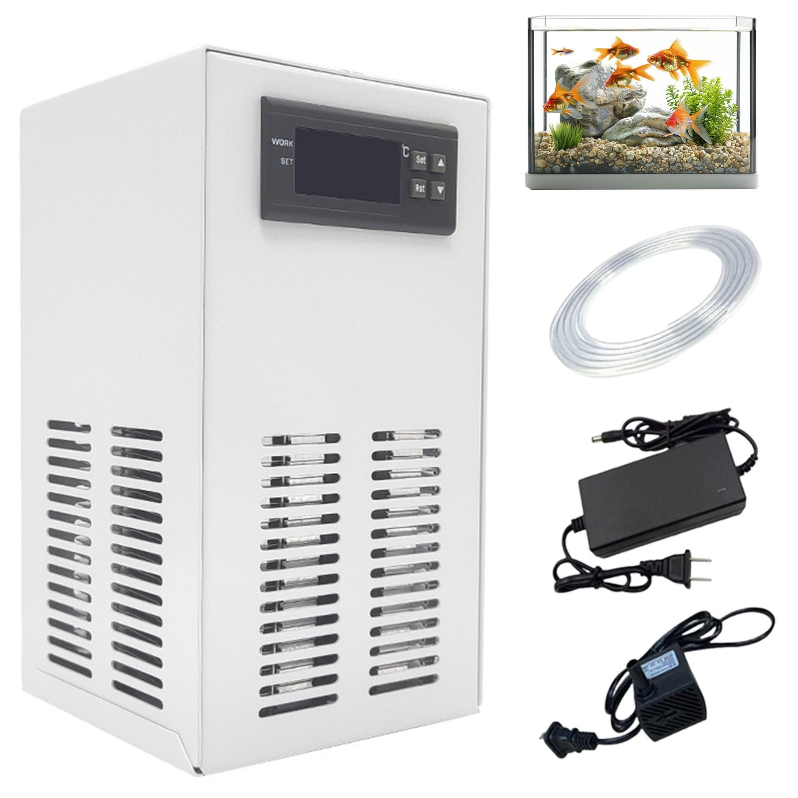 Refrigeratore Per Acquario Da 30 Litri Con Pompa E Tubo Flessibile, Mini Refrigeratore E Riscaldatore D'acqua 2 In 1, Refrigeratore Per Acquario 120W Per Acquario, Riscaldatore Per Acquario