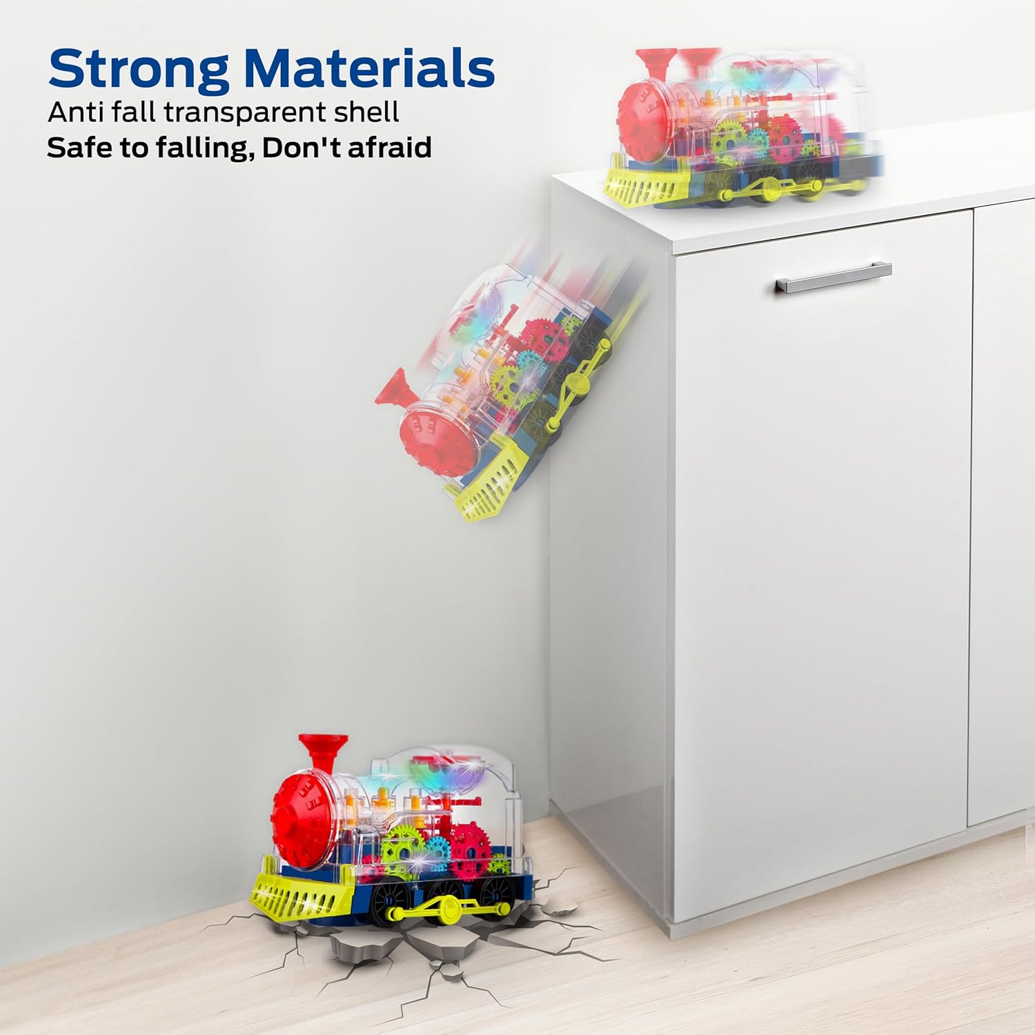 Light Up Transparent Gear Train Toy for Toddlers, Musical LED Crawling & Tummy Time Baby Toy, Educational Sensory Toys for Infants, Boys & Girls