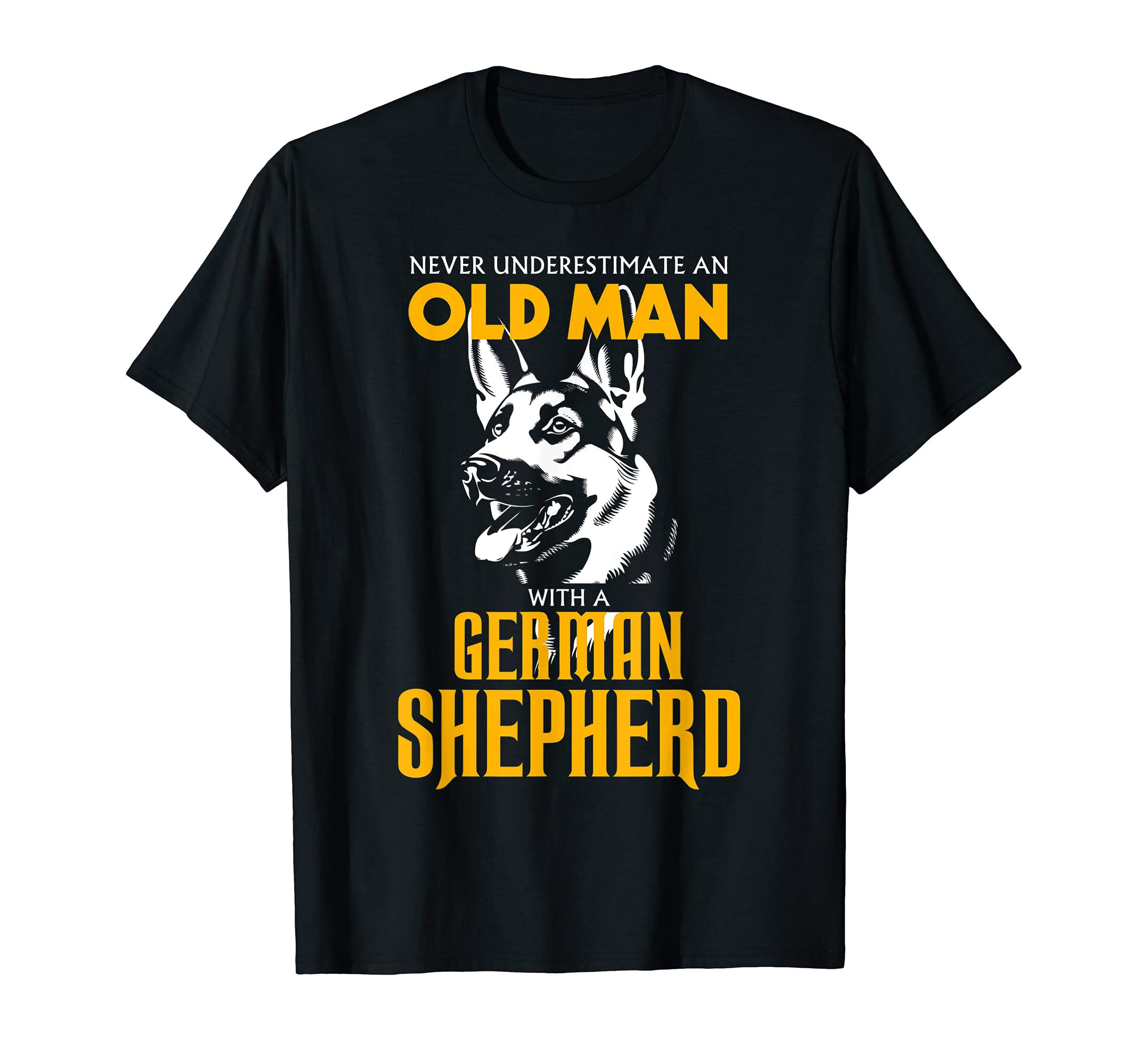Mens Old Man with a German Shepherd Dark T Shirt