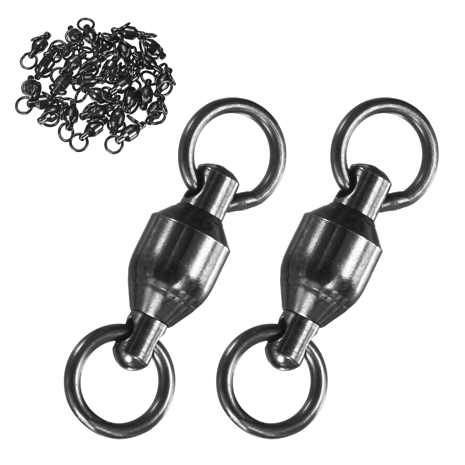 M METERXITY 30-Pack Ball Bearing Fishing Swivels, 7# 1.3In (33mm) Stainless Steel Lure Leader Line Connector for Fishing/Saltwater/Freshwater, High Strength Welded Ring [Black] — image 1