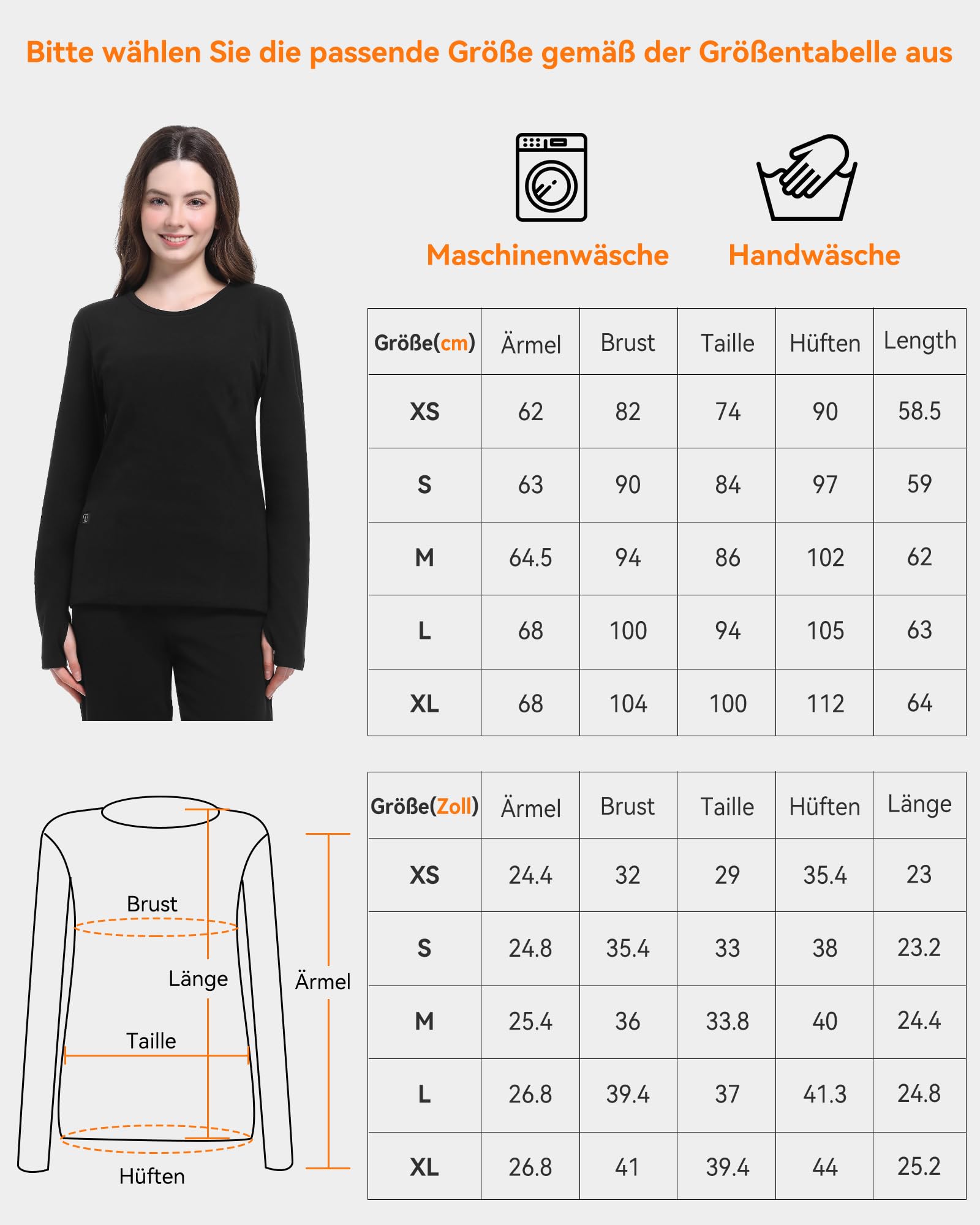 FERNIDA Maglia termica da donna, riscaldata, a maniche lunghe, con batteria da 10000 mAh, con strato termico, per jogging, sci, ciclismo, pesca, moto