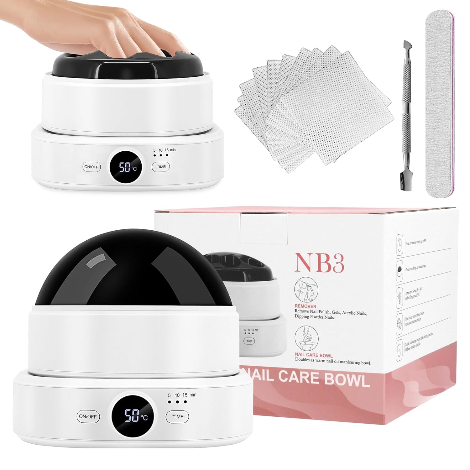 Electric Nail Soaking Bowl, Adjustable Temperature Heated Soak off Bowls Nail Polish Remover Warmer Machine Acrylic Nails Soak Bowl, Professional Finger Manicure Soaking Bowls for Home Salon