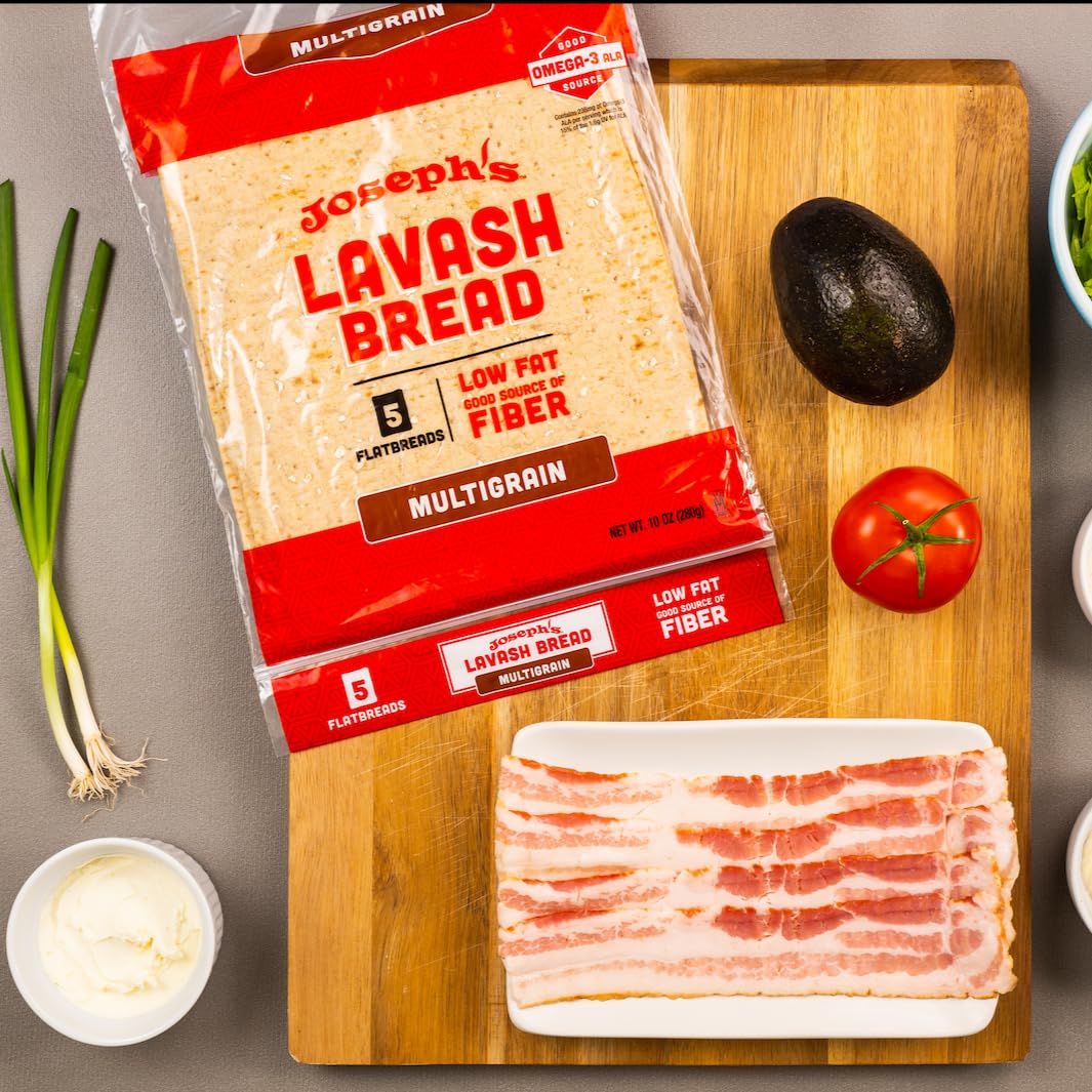 Joseph's Lavash Bread Value 6-Pack, Multigrain, Reduced Carb, Low Fat and Good Source of Fiber (5 Flatbreads per Pack, 30 Total), Fresh Baked