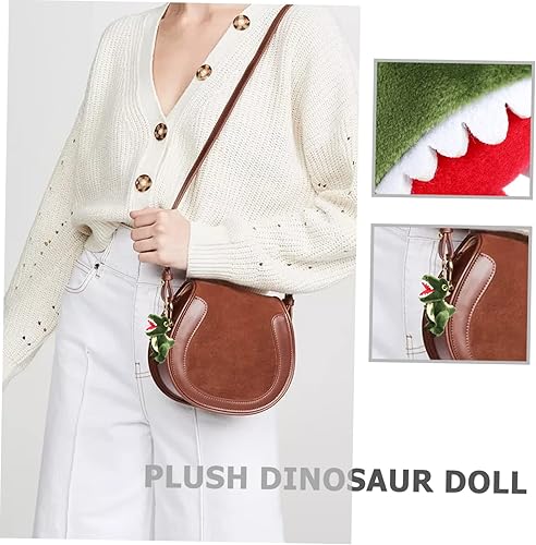 Miniatura 7 de NOLITOY 2 piezas llavero dinosaurio San Valentín rojo verde gris mochila encantos juguete dinosaurio peluche llavero colgante pompón llavero niño