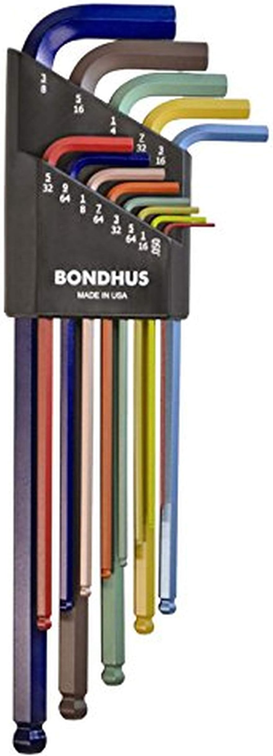 Bondhus - BLX13XLCG 69637 Ball End L-Wrench Set w/ColorGuard Finish w/Extra Long Arm, 13 PC