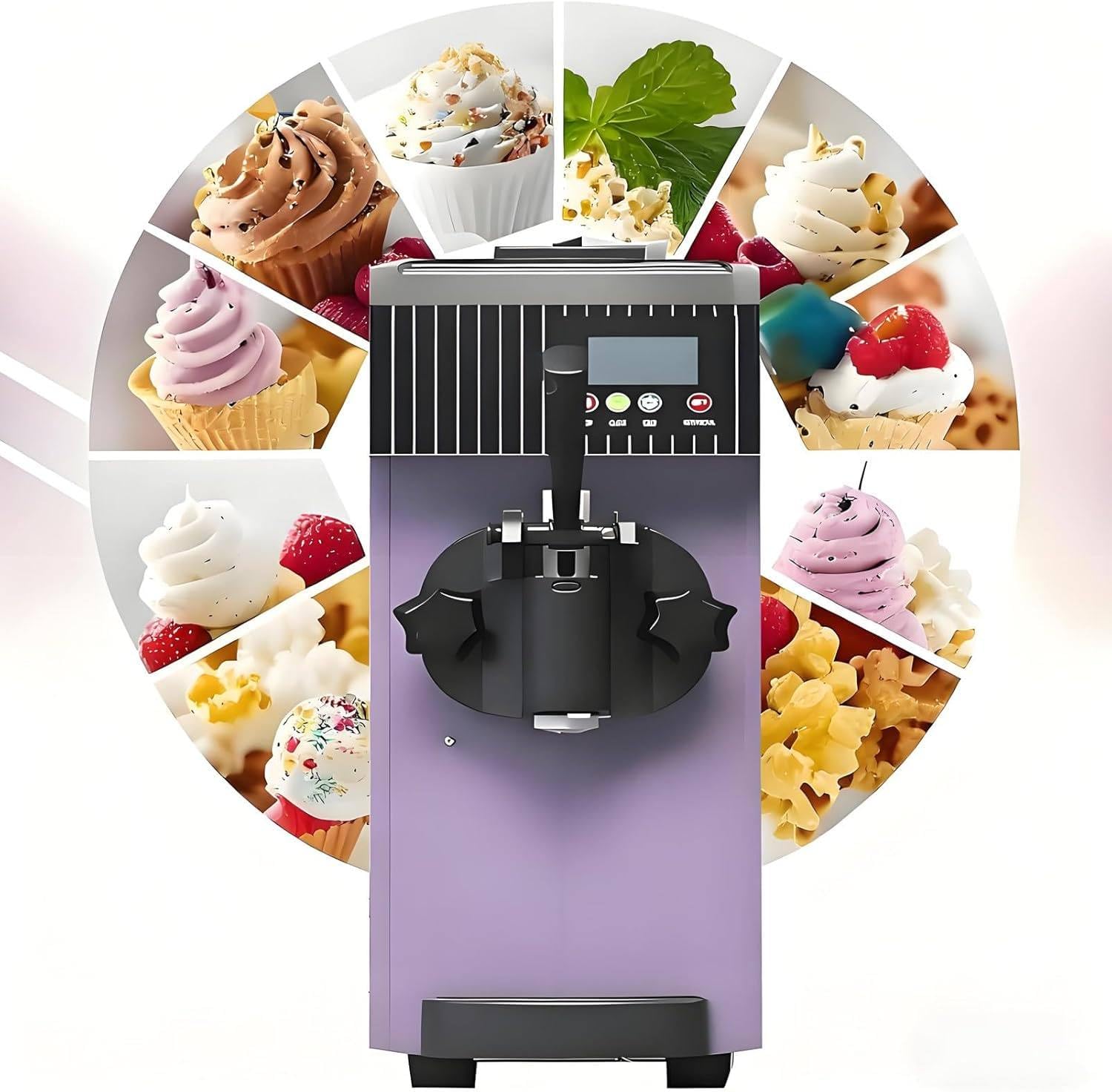 Máquina comercial para hacer helado, 450 W, de un solo sabor, máquina de helado de 3,5 l, máquina de helado con panel LCD, limpieza automática, limpieza automática, 80-100 P/H, para restaurante, snack