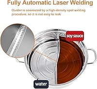 Vista 3 de MyLifeUNIT Shabu Shabu Pot, 4.5 Qt 304 Stainless Steel Hot Pot with Divider, 11.8 Inches Soup Cookware for Induction Cooktop, Gas Stove