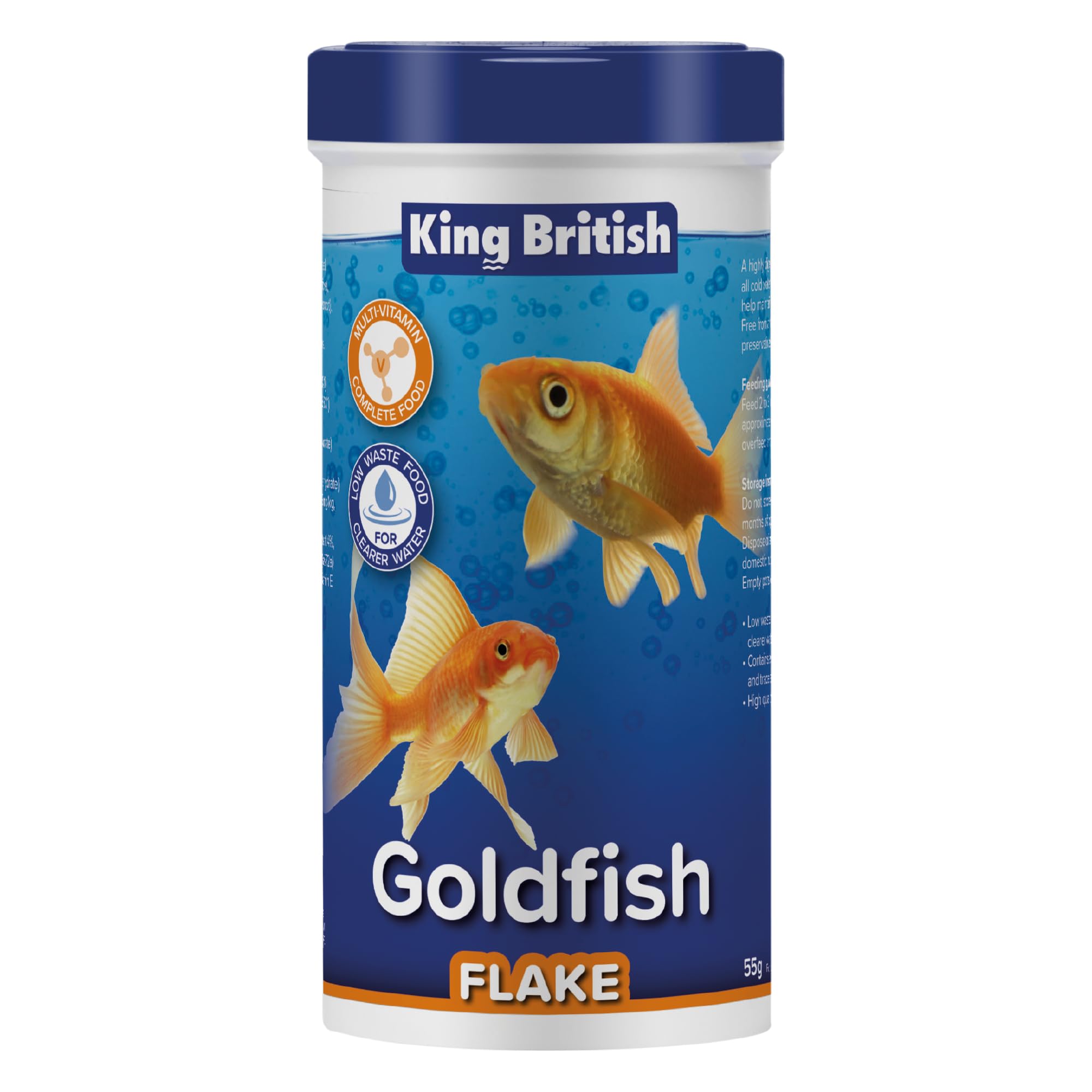 King British – Goldfish Flake 55g – Multi-Vitamin Complete Food – Clear Water Formula Natural Ingredients – For Goldfish & Other Cold Water Fish