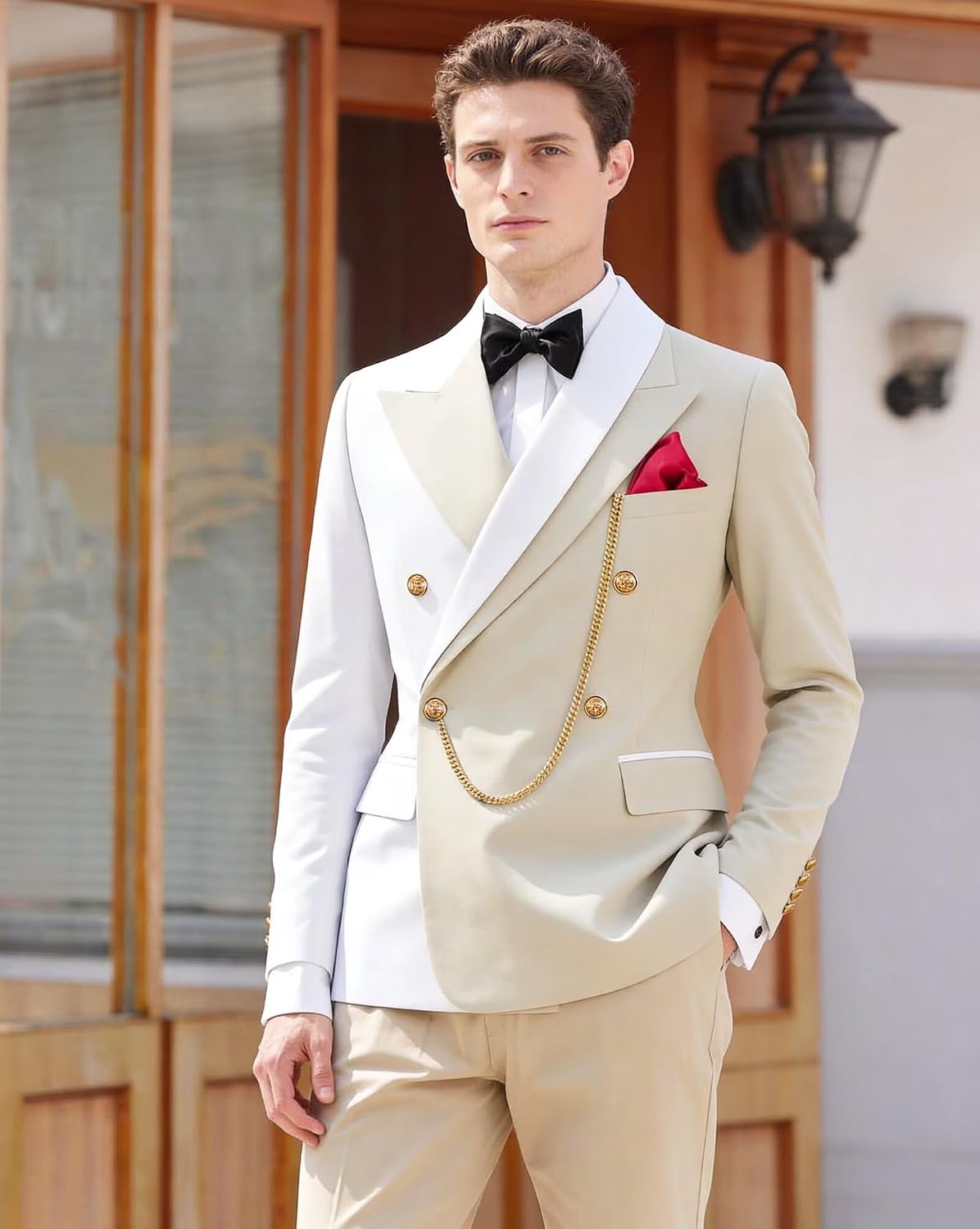 Men's 2 Piece Tuxedo for Men Slim Fit Mens Suit Double Breasted Tux Formal Business Prom
