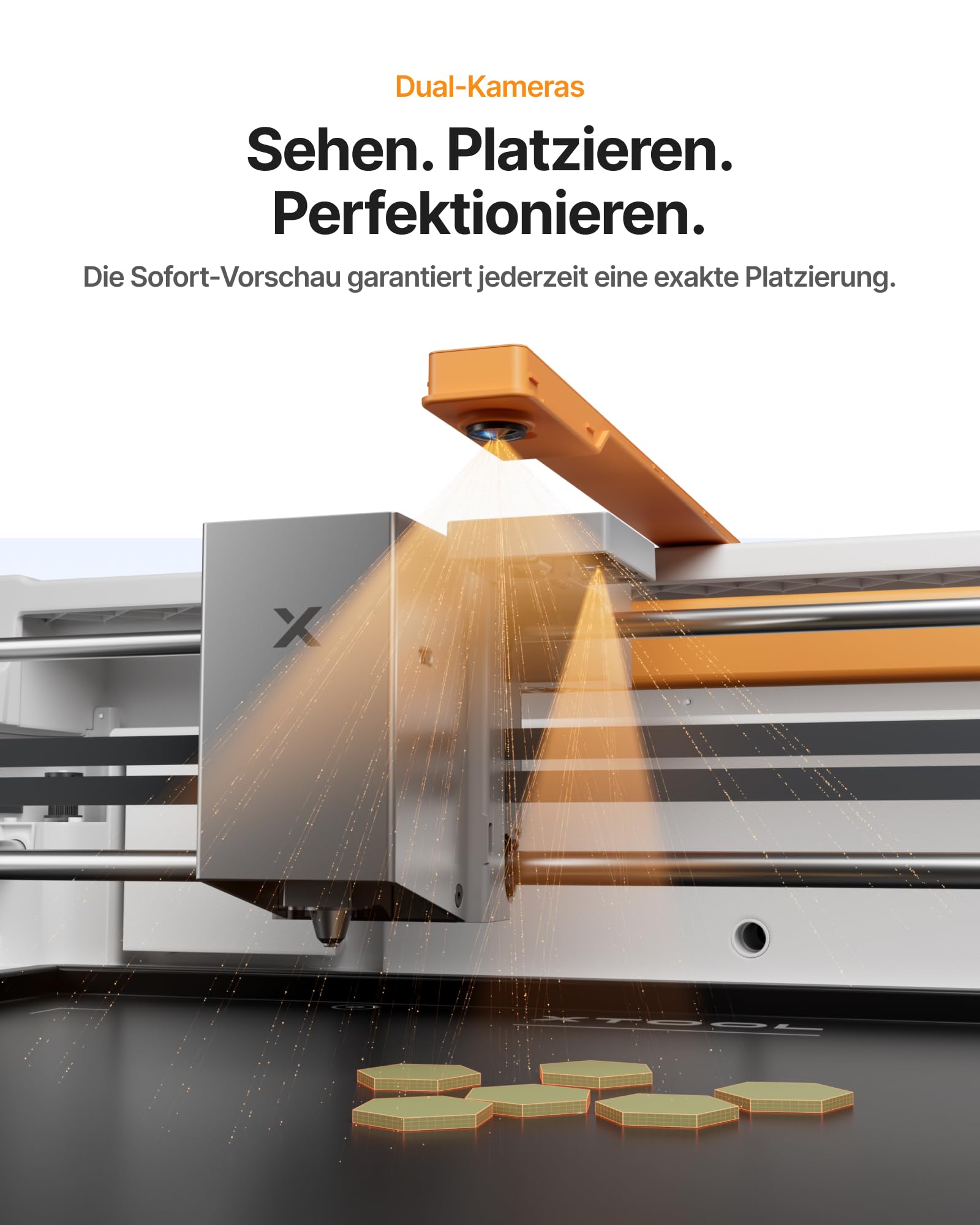 xTool M2 10W Laser Graviermaschine mit Dual-Kamera, Klasse 1 Sicherheits Lasergravur, Laser Cutter für Home DIY Basteln auf Holz, Leder, Filz, Stoff & Papier