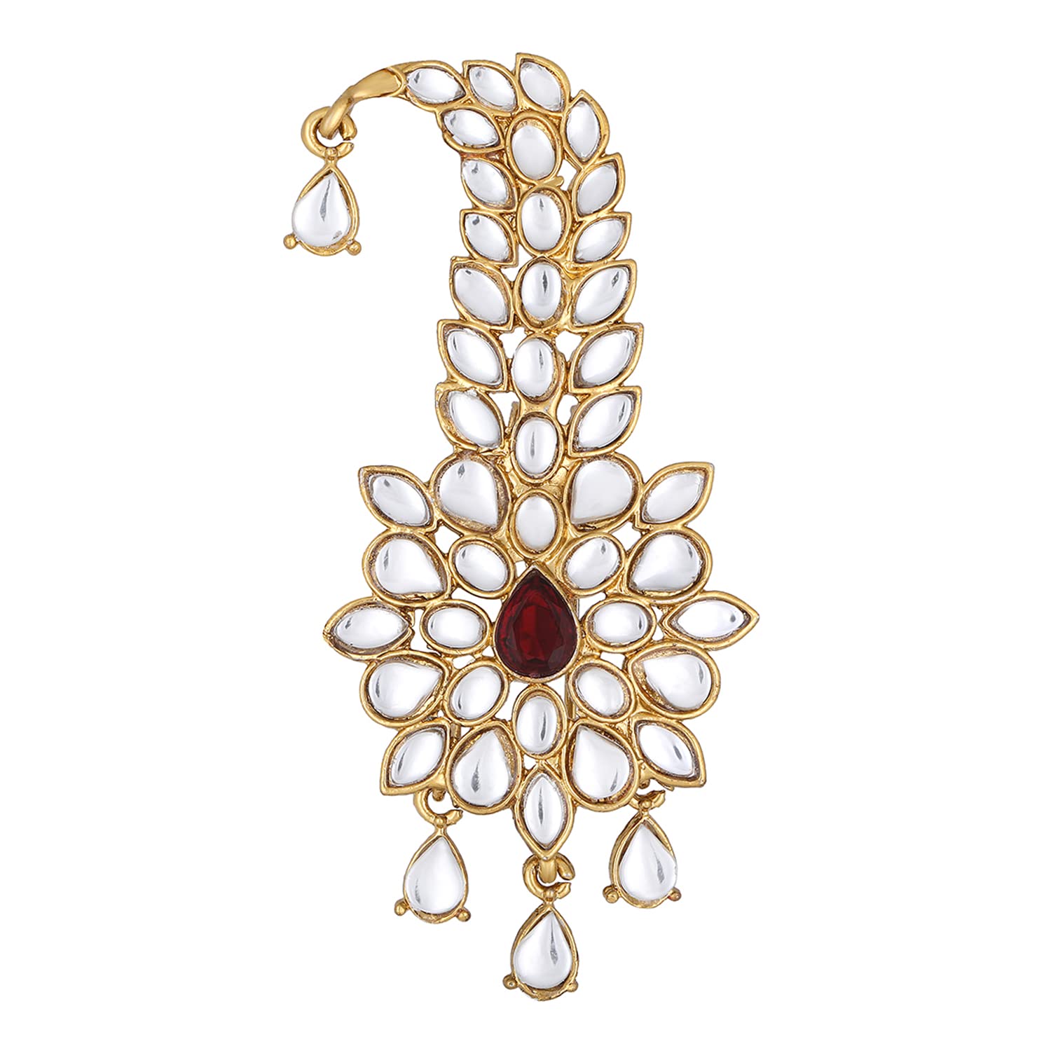 Red and White Crystals Kalangi Brooch for Groom/Men (KL1001006G)