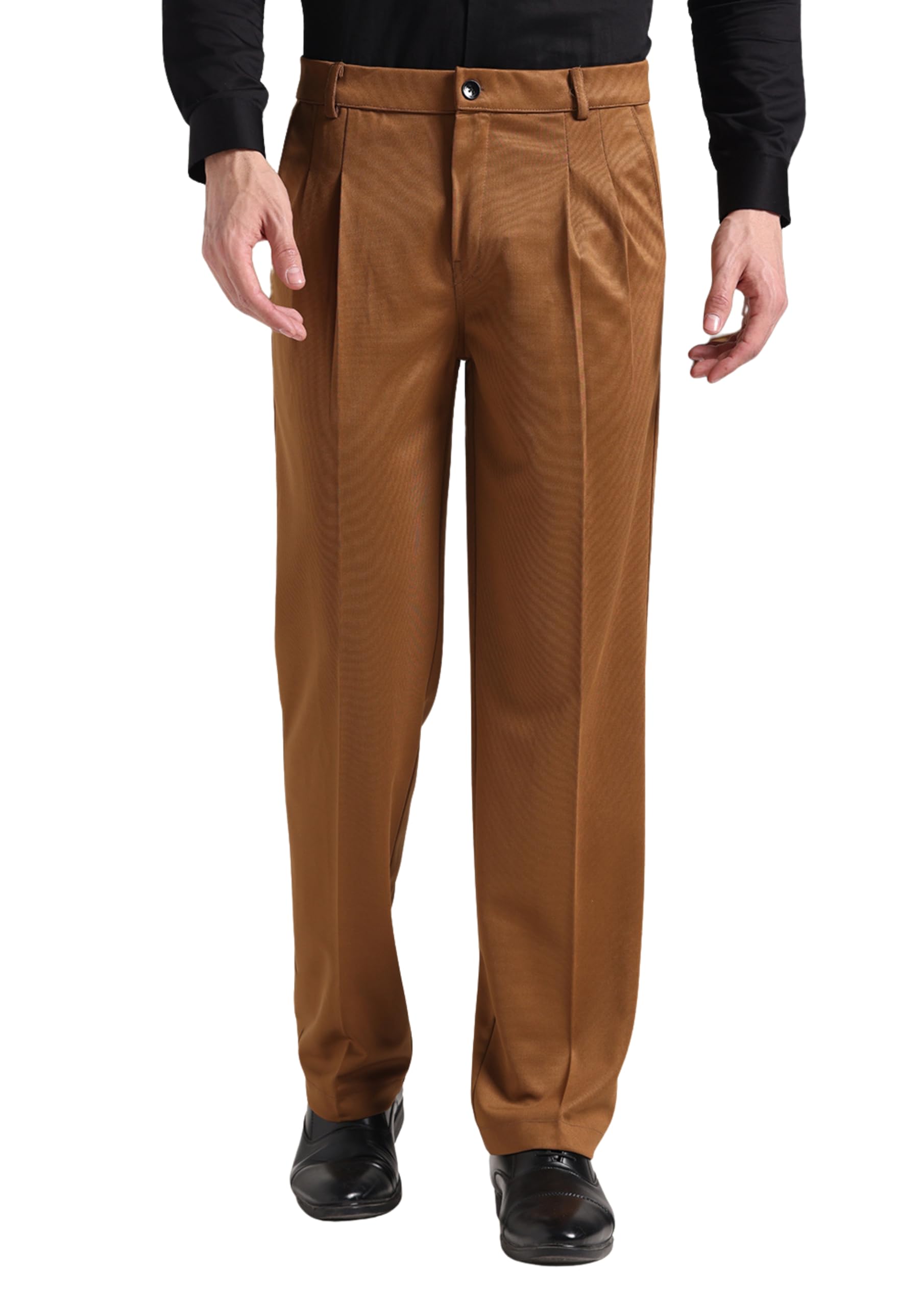 indiclub Men's Korian Style Pleated Stretchable Formal Trousers-picture-12