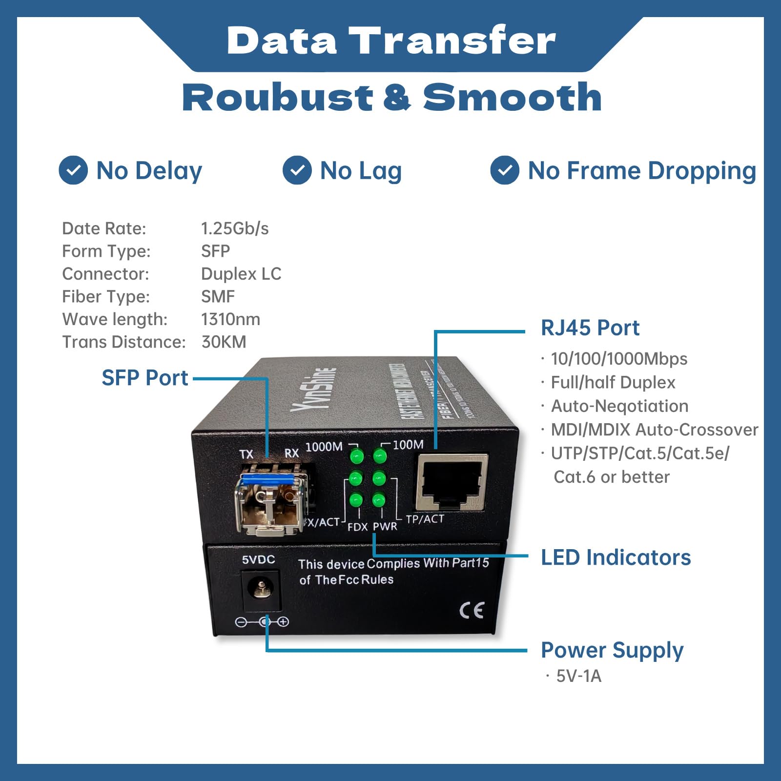 Lot de 2 convertisseurs de média Ethernet à fibre optique - Comprend 2 émetteurs-récepteurs SFP monomode 1,25 G à double fibre - Convertisseur Gigabit SFP vers RJ45 avec module 1000BASE-SX SFP vers LC