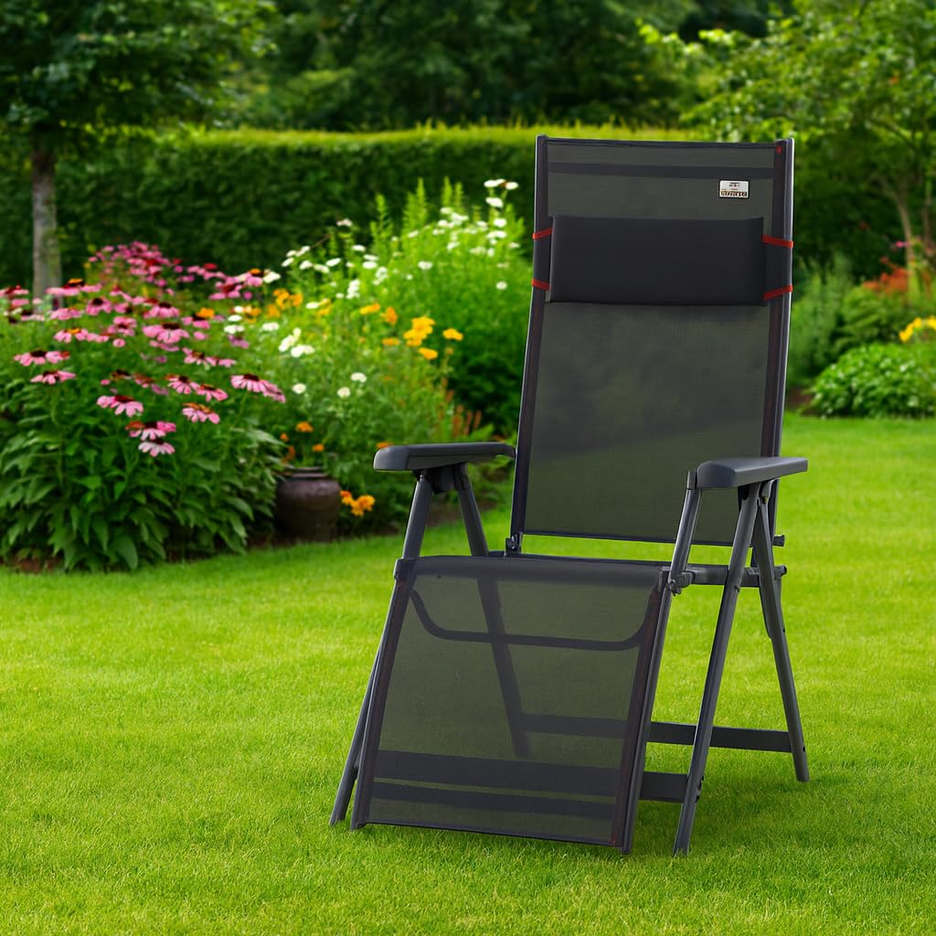 Weichers Relaxliege Gartenliege Liegestuhl klappbar wetterfestCampingliege Outdoor Campingstuhl Stuhl Liege Hocker für Garten und Camping (Aluminium, Relaxliege)