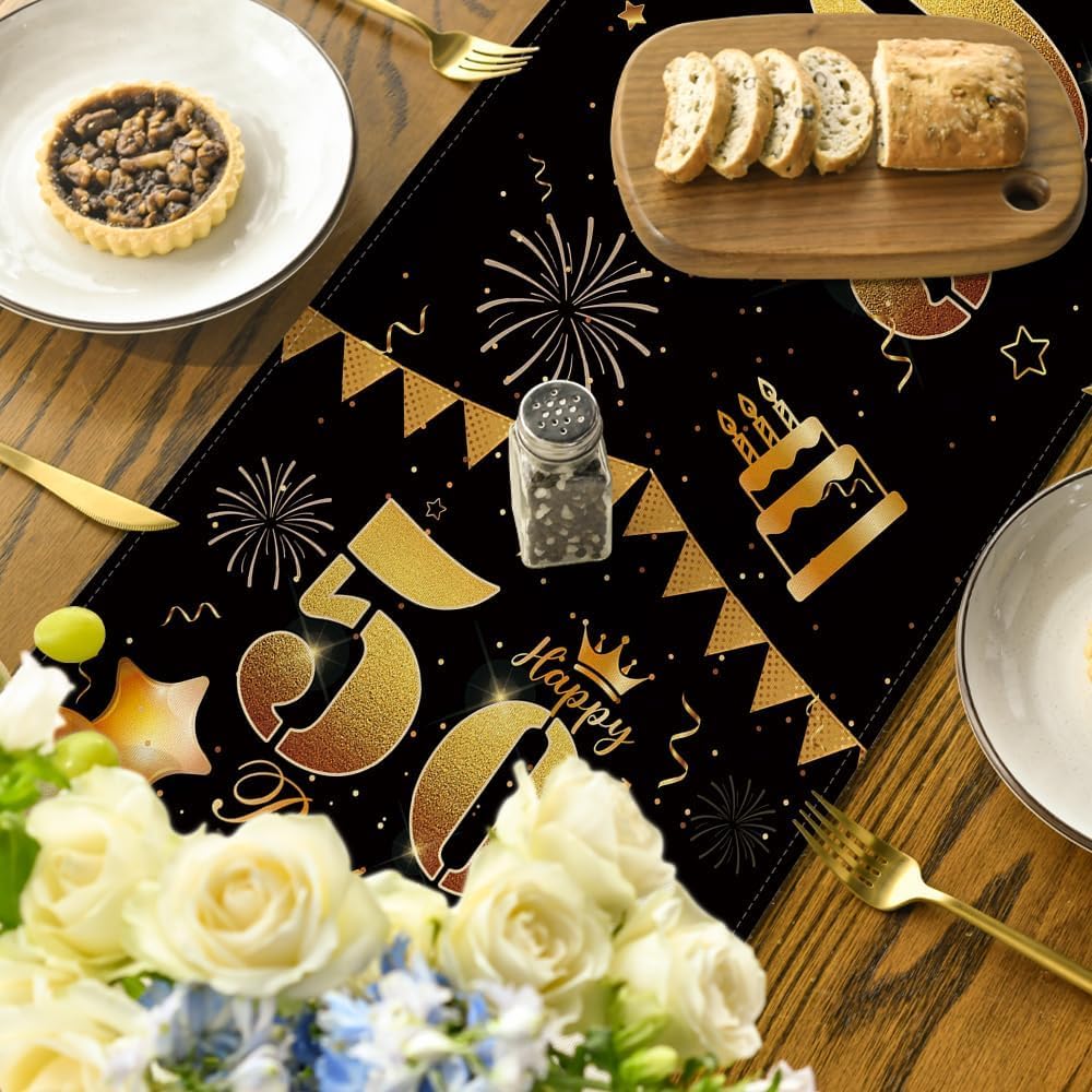 Runner Tavolo Happy Birthday - Decorazione Feste, 40x140cm, Poliestere - Foto 9