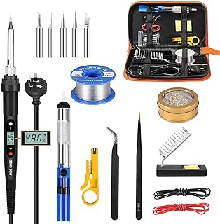 YVXUN Electronics Soldering Iron Kit, 80W Adjustable Temperature Welding Tool With LCD Display, 16 in 1 Kit, On/Off Switc...