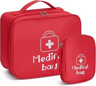 AiQInu Medikamententasche, 2 Stück Reiseapotheke Tasche Wasserdicht, Große & Klein Medikamententasche Reise, Tragbar Medizin Aufbewahrungstasche für Home Office Reisen