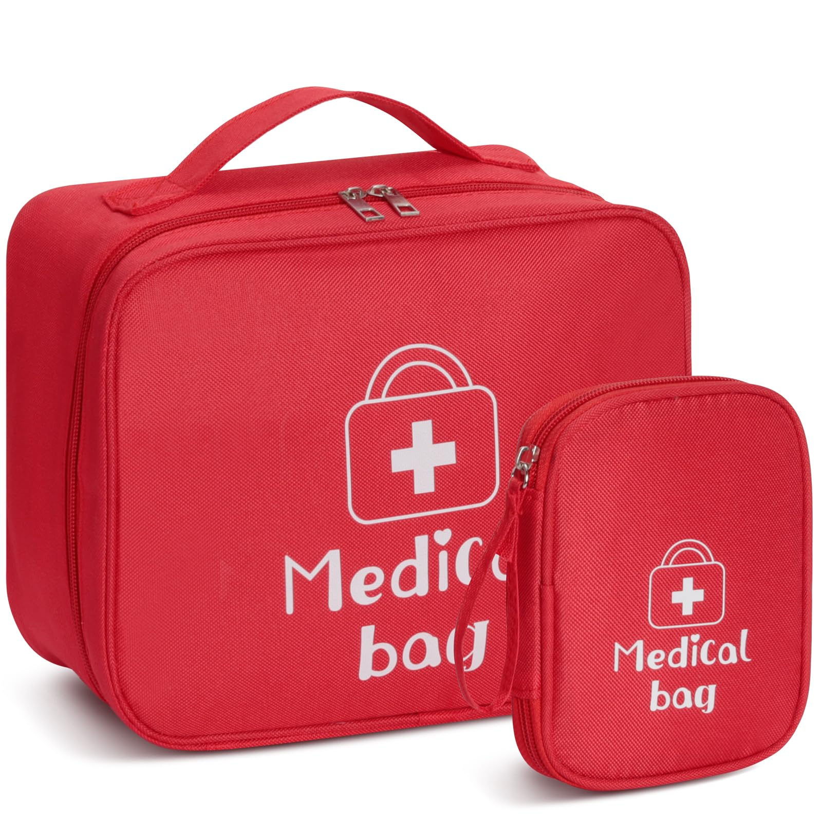 AiQInu Medikamententasche, 2 Stück Reiseapotheke Tasche Wasserdicht, Große & Klein Medikamententasche Reise, Tragbar Medizin Aufbewahrungstasche für Home Office Reisen