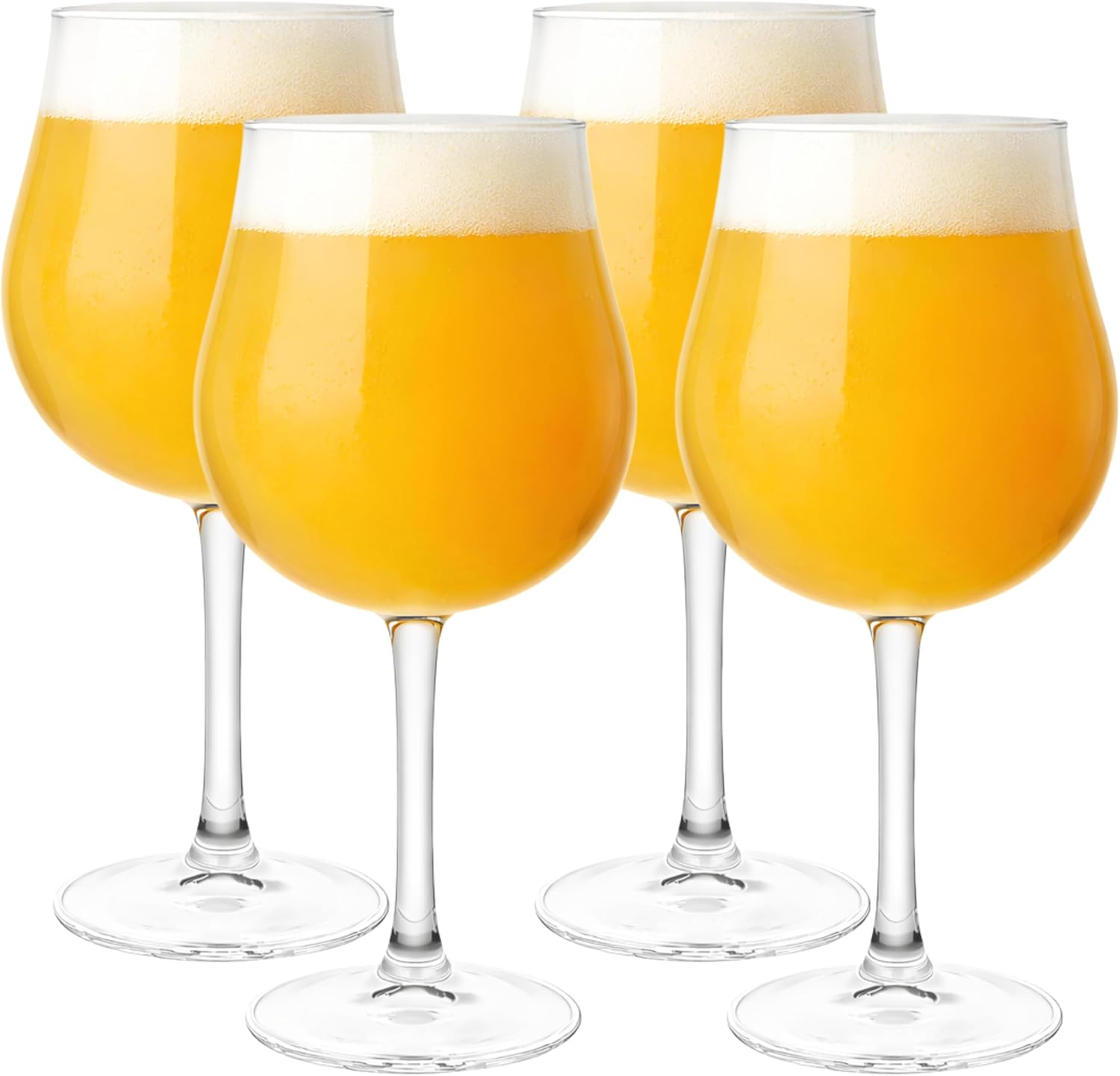 The Grand Charente 17 oz Stemmed Beer Glass - USA Made Non-Nucleated, No Imprint Cup - Beer Glasses for Craft Beer, IPA, Stout - Ideal Barware Gifts for Men and Man Cave (4)