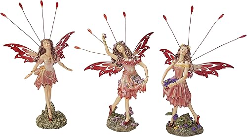 Design Toscano Crosstweed Meadow - Estatuas de hada victoriana, 8 pulgadas, juego de tres, poliresina, a todo color