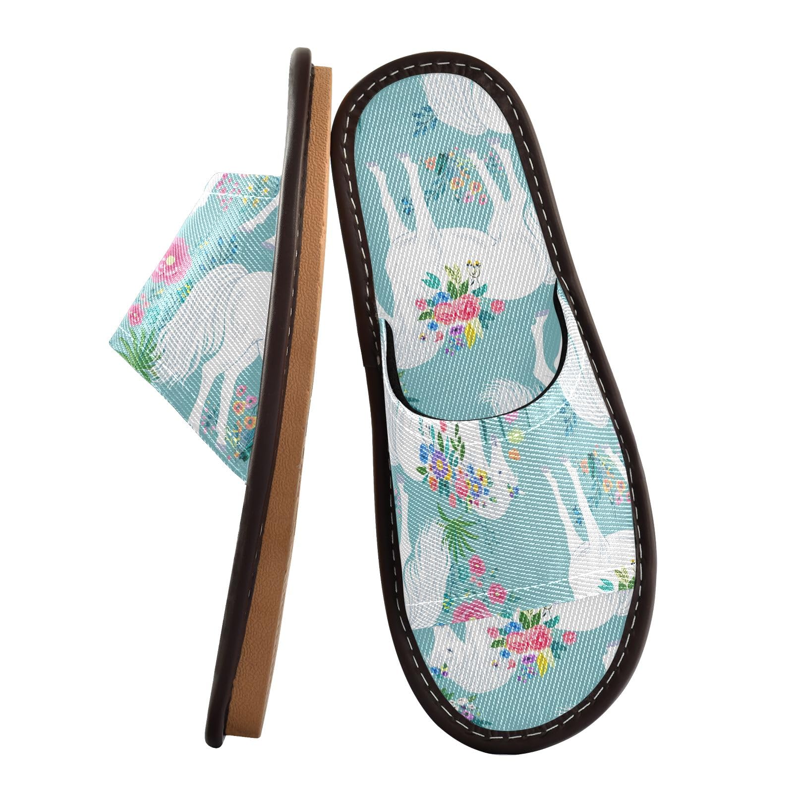 CHIFIGNO Spa Shoes for Hospital with Non-slip Sole, Open Toe House Slippers for Woman Size 5.5-6