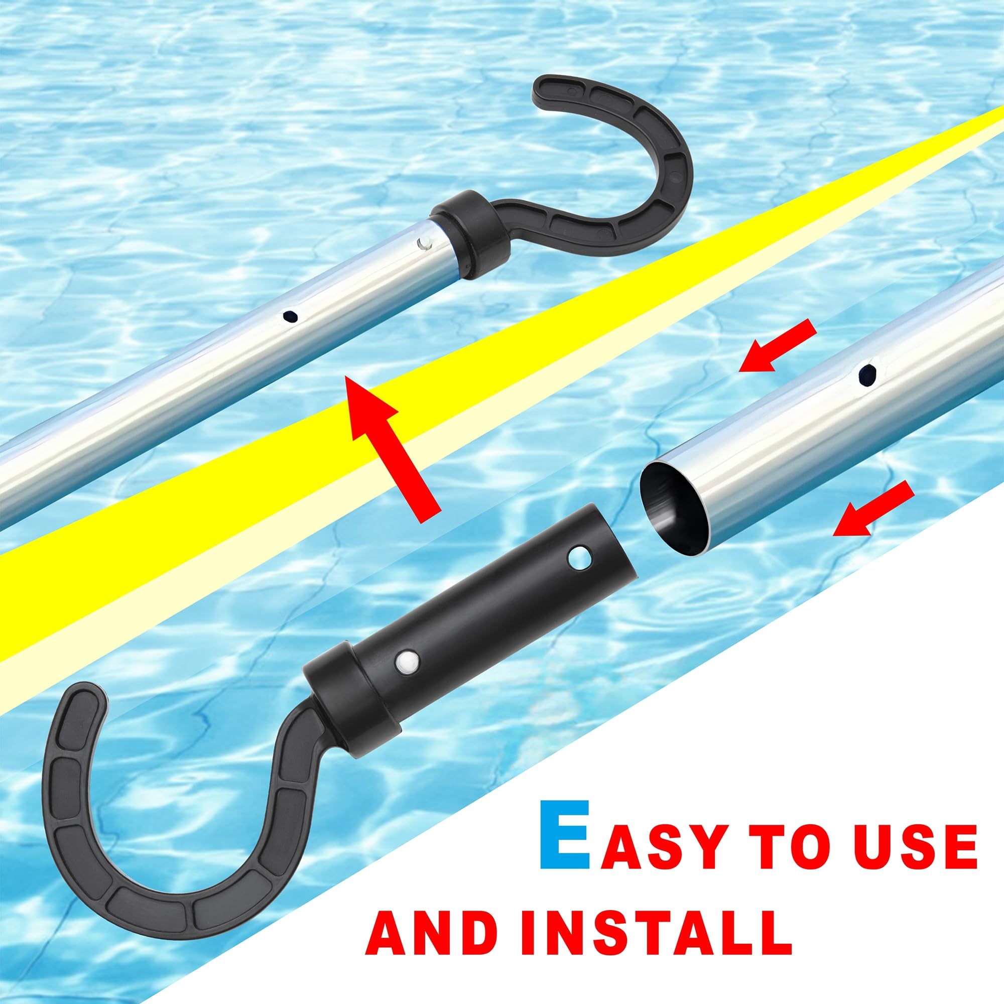 Crochet Télescopique 1,5m Pour Robot De Piscine - Tige En Acier Inoxydable, Accessoire Nettoyage Facile Et Pratique