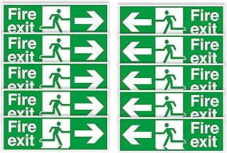10 Stickers of Fire Exit Self Adhesive Waterproof Left Arrow & Right Arrow Sign 300mmx100mm V1120