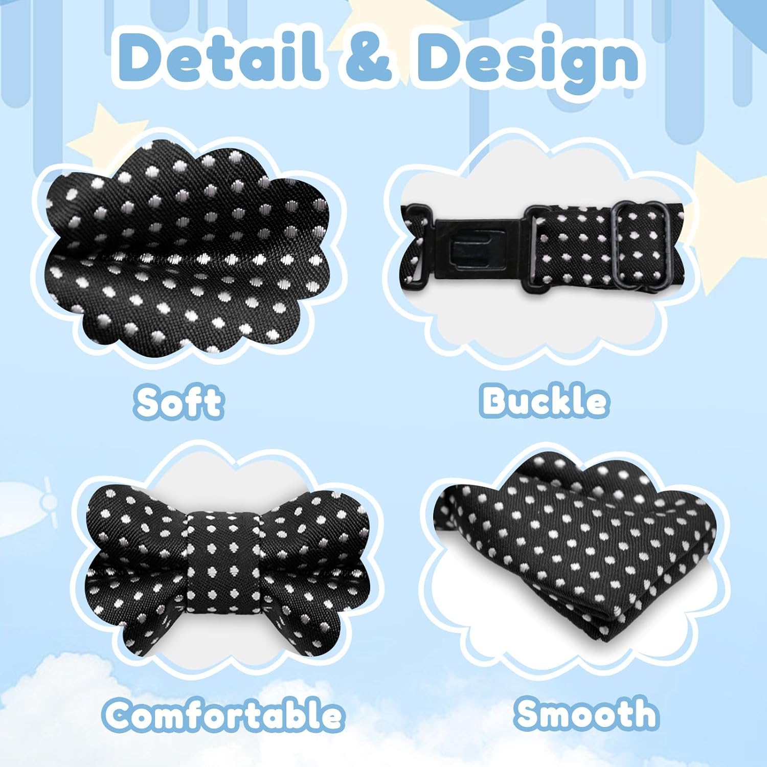 Bow Ties for Boys Pre-tied Kids Bow Tie Adjustable Polka Dot Bow Tie for Boys Girls Wedding Party Graduation - Image 4