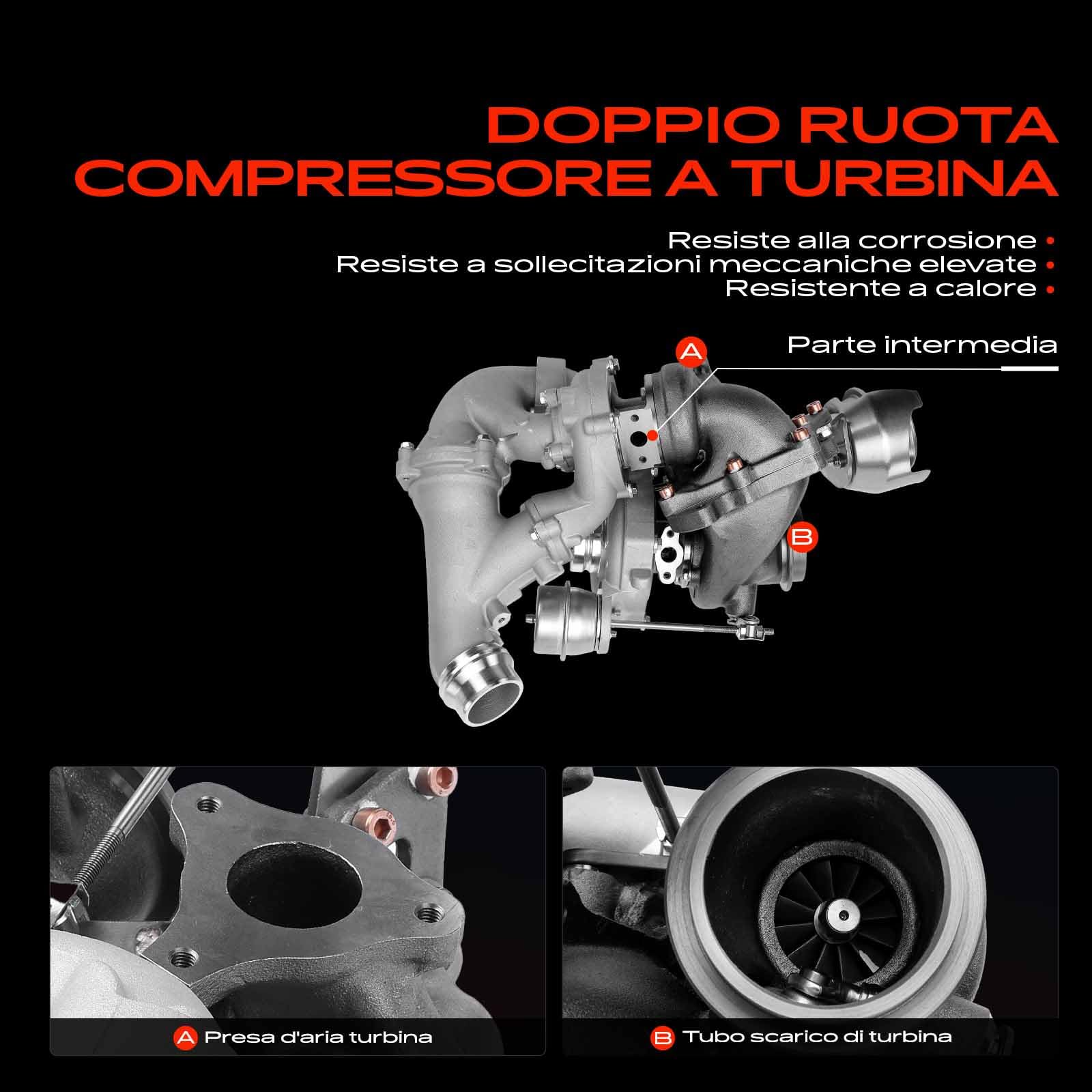 Frankberg Gas di scarico del turbocompressore 6510900980 | Compatibile con: Sprinter 5-T Box B906, Classe E W212, Sprinter 3-T Box B906, Sprinter 46-T Box B906, Sprinter 35-T