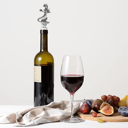 Miniatura 7 de Homestia Tapón de botella de vino, regalos de sirena para mujeres, mamá, hija, tapón de vino para botellas de vidrio, conservador de vino, tapones