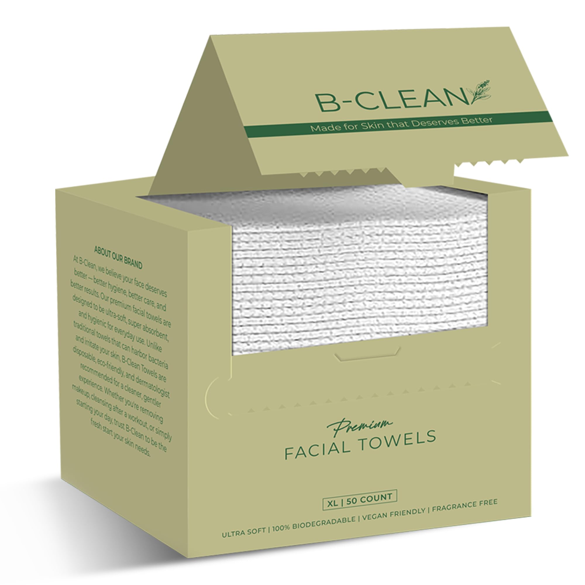 Photo 1 of **2 PACKS**B-Clean Premium Facial Towels - Extra Soft, Tear -Resistant, Lint Free, Disposable, Vegan, Fragrance-Free Hygienic Skincare Towels for Daily Cleansing and Makeup Remover Dry Wipes (50 Count Pack of 1)
