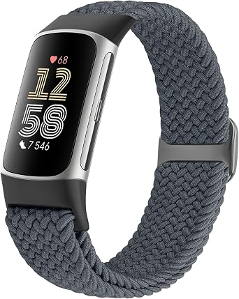 Bcuckood Braided Watch Band for Fitbit Charge 6/Fitbit Charge 5 Women Men Adjustable Solo Loop Elastic Nylon Braided Replacement Wristband for Fitbit Charge 6/Fitbit Charge 5
