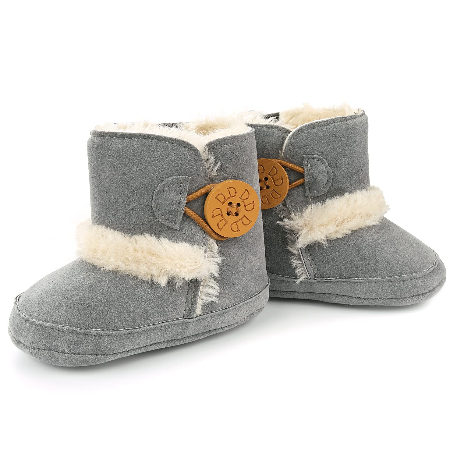 Photo 1 of LIVEBOX Prewalker Toddler Boots Premium Soft Anti-Slip Sole Warm Winter Boots for Infant Baby Girls 12-18 Months Infant Grey