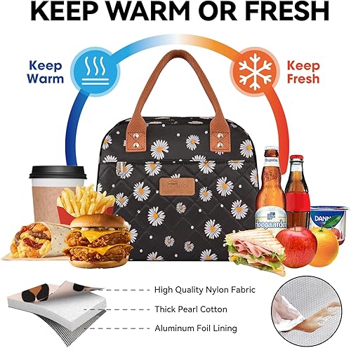 Miniatura 4 de HOMESPON Bolsa de almuerzo aislada para mujeres, hombres y adultos, con bolsillo frontal, lonchera contenedor, bolsa enfriadora para el trabajo,