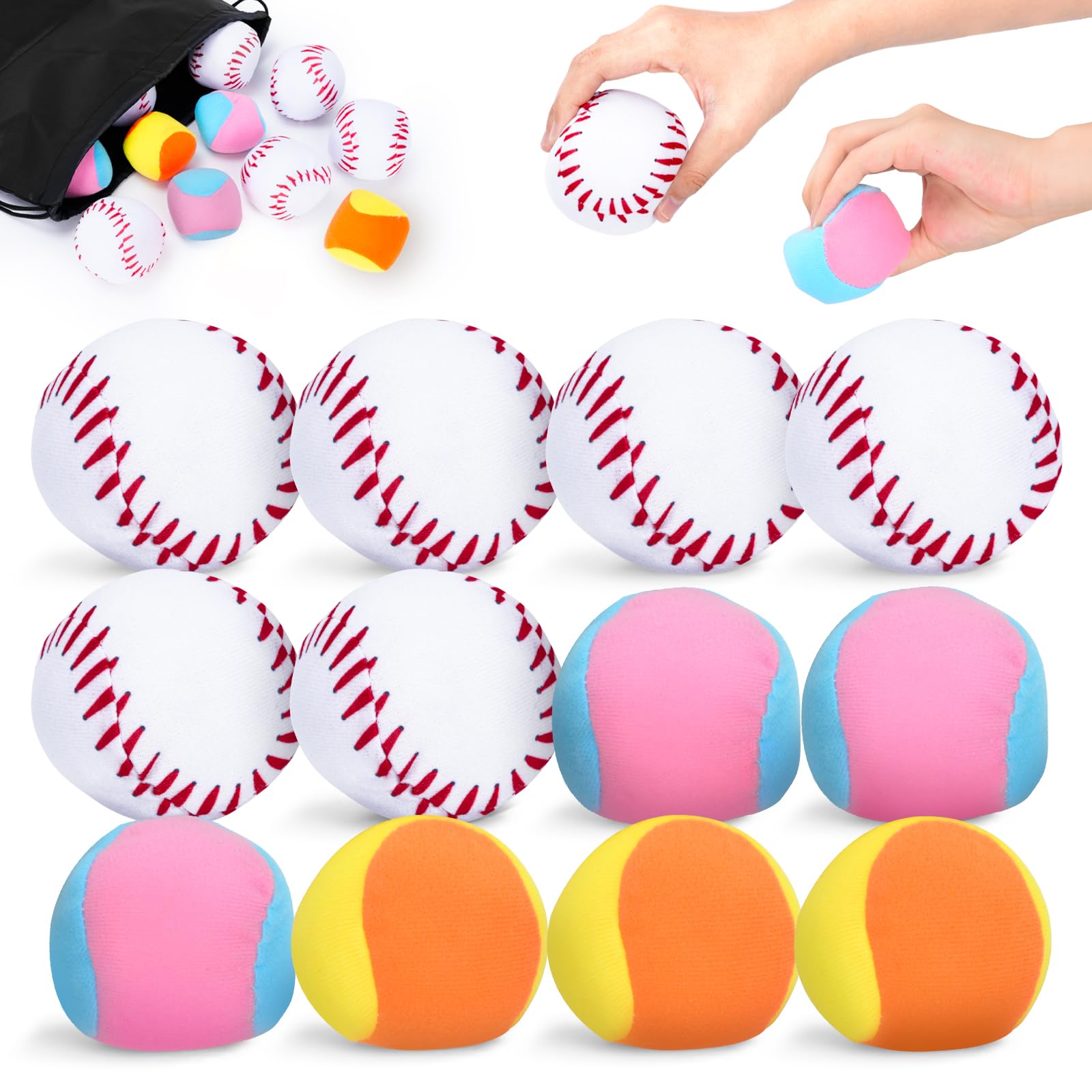 Lot de 12 balles adhésives pour jeu de balle de dodgeball - Jouet d'interaction parents-enfants - Jouet pour le jardin