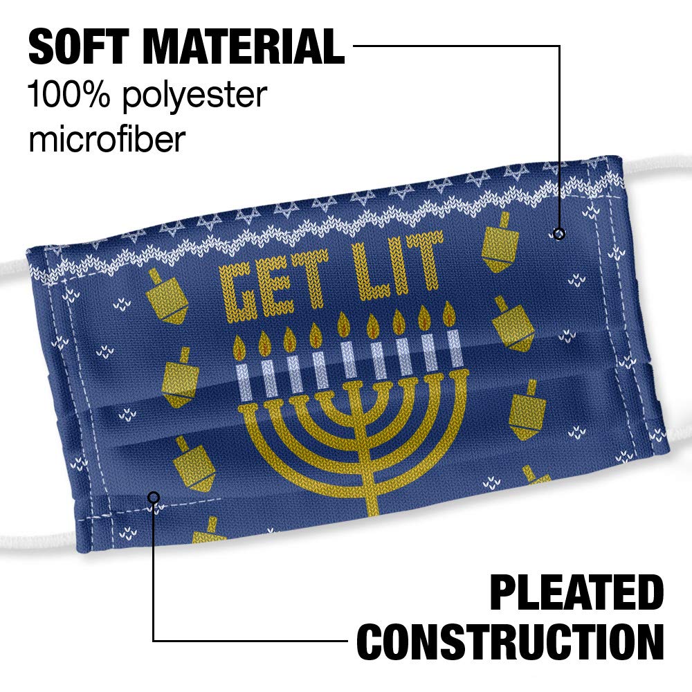 Hannukah Get Lit 1-Ply Reusable Face Mask Covering, Unisex