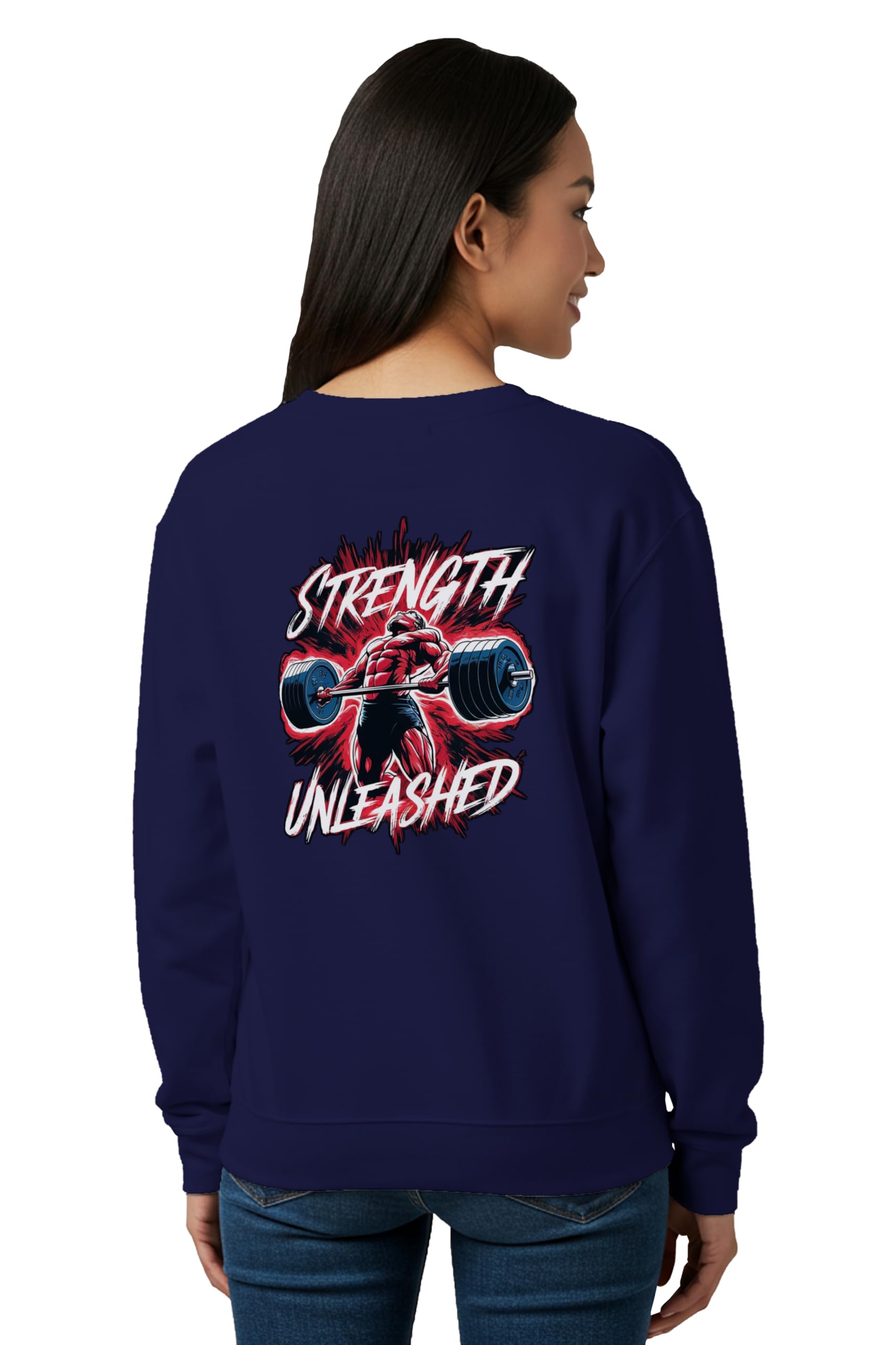 Winter Sweatshirt for Women Strength Unleashed Graphic Printed Round Neck Regular Fit Cotton Blend Gen Z Casual Sweatshirt-image-37