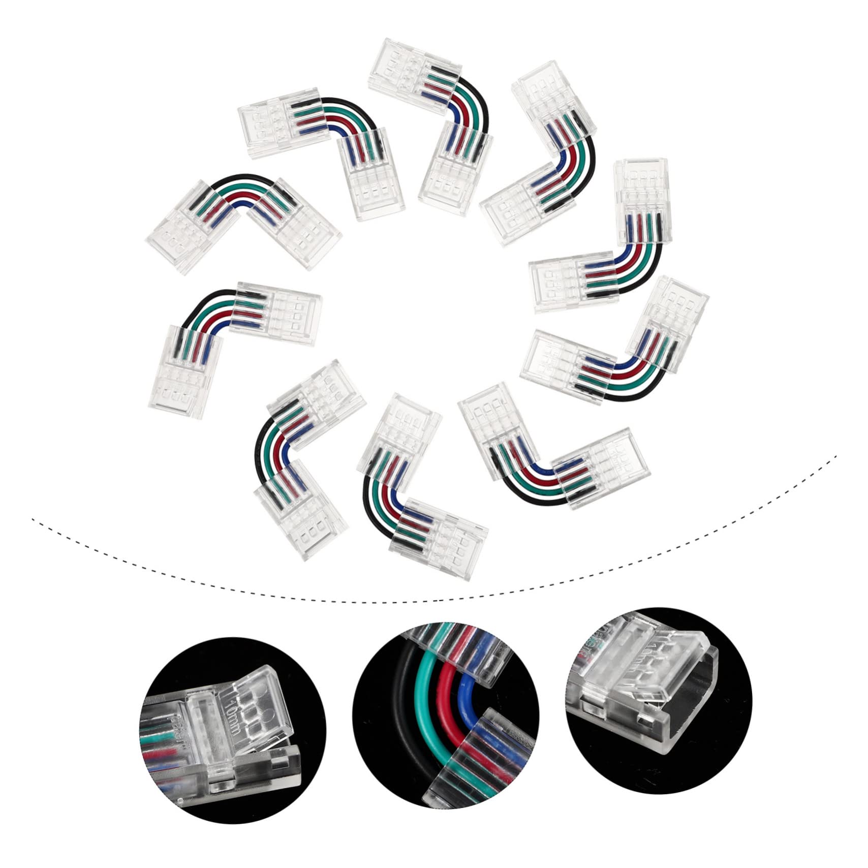 MAGICLULU 5 Set Connettore Barra Luminosa Strisce Luminose A Led Guidato Connettori Striscia Led Connettore Striscia Led Connettori Per Strisce Led Connettore Rgb Addominali 10 Pezzi*5