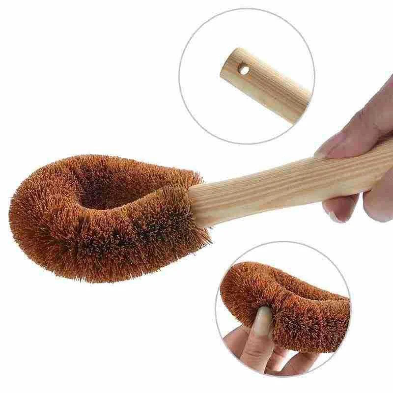 Brosses de Nettoyage de Cuisine en Fibre de Coco Naturelle, Brosse antiadhésive en Fibre de Chanvre, Brosse pour poêle, dégraissage, Vaisselle, Tasse, Casserole, Fournitures de Nettoyage (1 pièce)