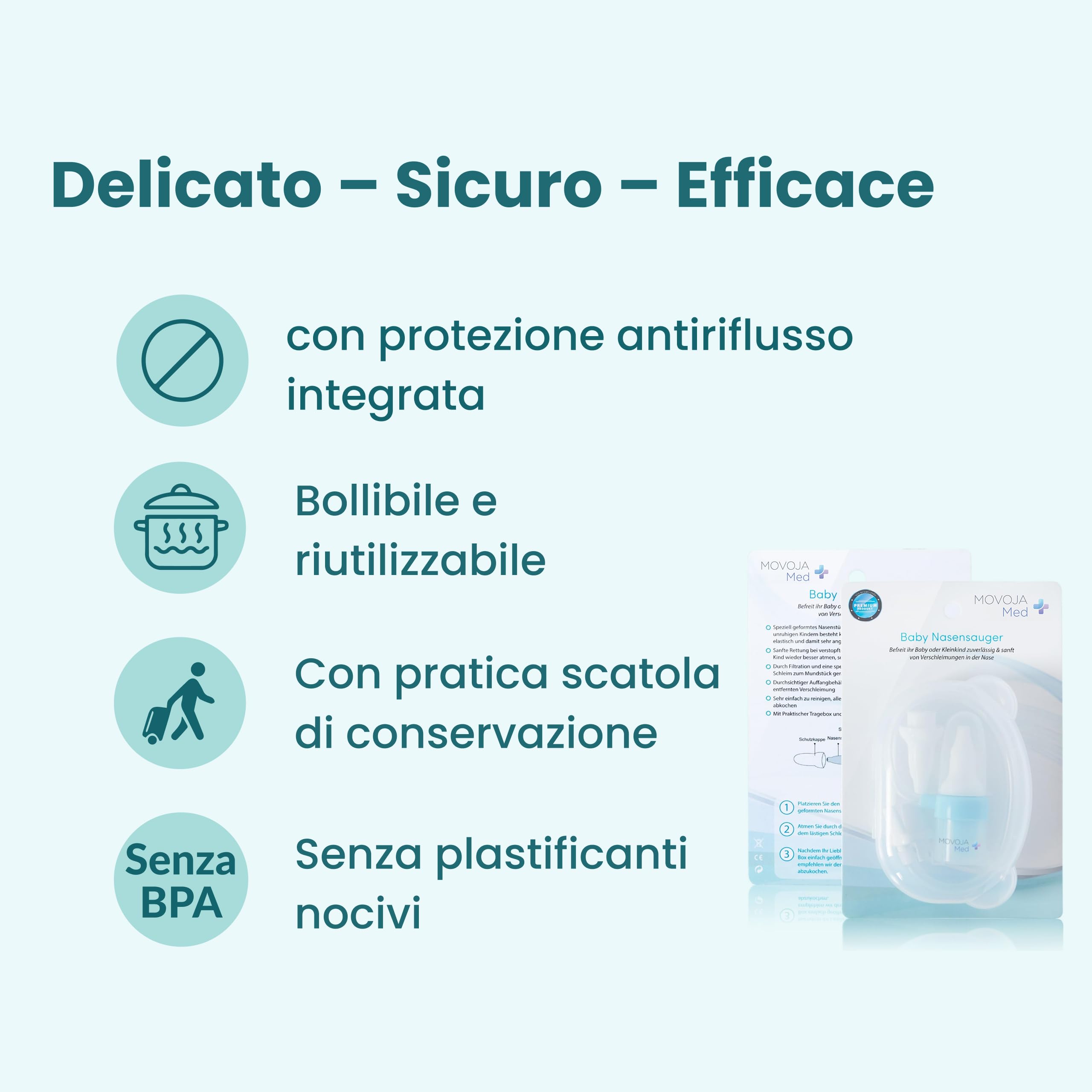 Fuchsi Aspiratore Nasale per Neonati-Bambini | Aspira-Muco Practico e Delicato| Senza Filtro |in Piu con Beccuccio Naso & Beccuccio Bocca- di Ricambio Incluso nella Confezione